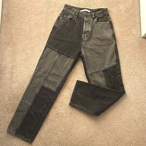 Pacsun 100% cotton, straight leg, high waisted,patch work jeans.